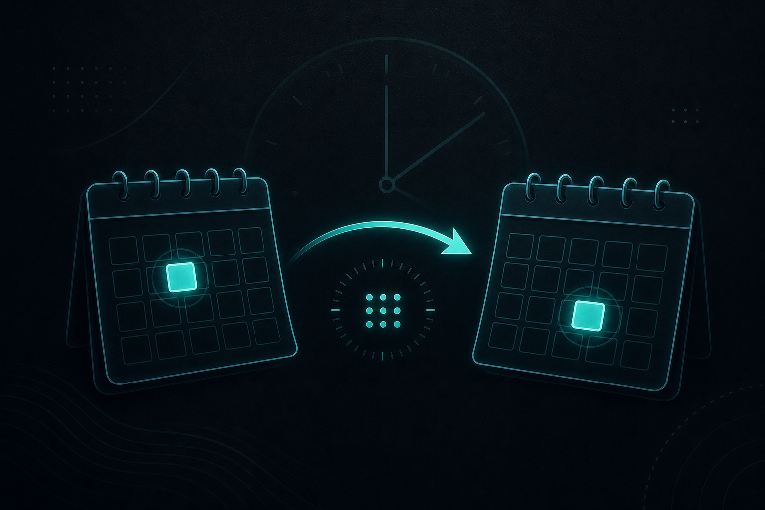 Illustration of two calendars with an arrow between highlighted dates.